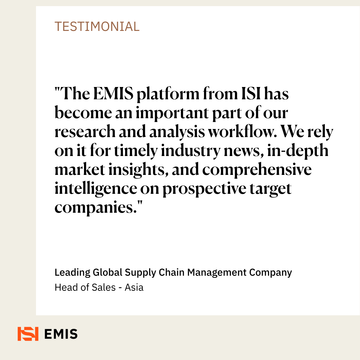 ISI EMIS ASEAN Testimonial.